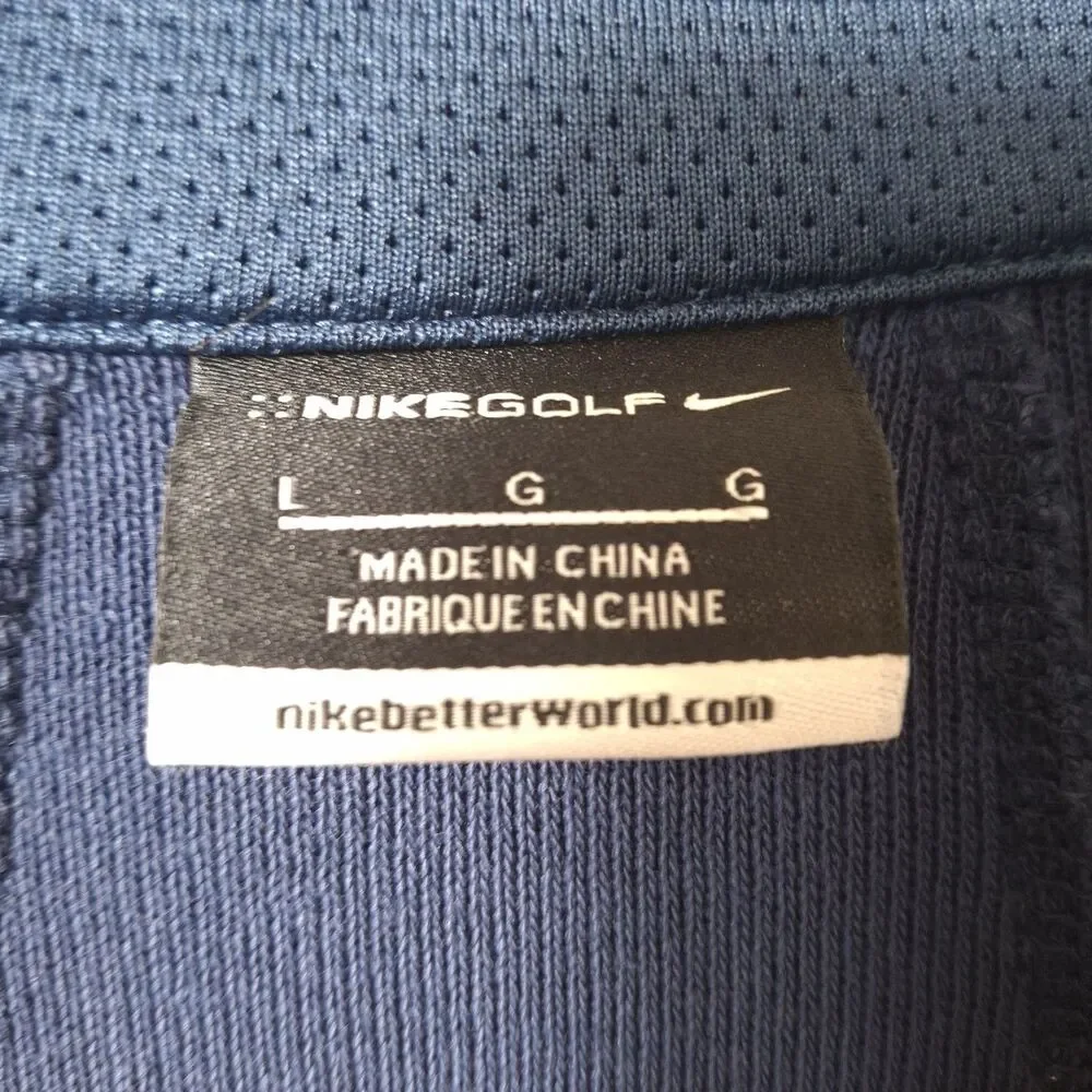 Nike Golf Cover Up Jacket Dri-Fit Mens L Blue Long Sleeve 1/4 Zip Sweater
